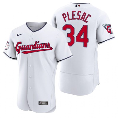 Cleveland Cleveland Guardians #34 Zach Plesac White Men's Nike 2022 Authentic Home MLB Jersey